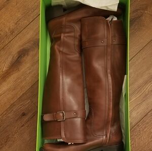 Cole Haan Cognac Brown Leather Tall Boots Size 8.5 Like New